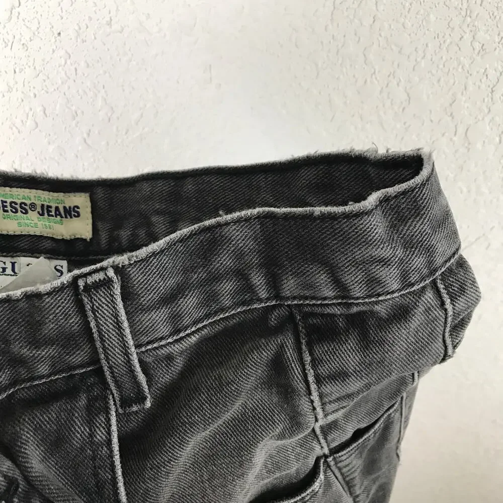 Vintage Men's Guess Jeans Faded Black Cotton Denim Thrashed Grunge USA Made 30